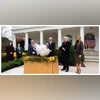Donald Trump, Melania Trump, Gobble turkey US President Donald Trump with First Lady Melania Trump at the White House Turkey Pardoning Ceremony