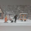 A pedestrian during a snowstorm in Chicago on Nov. 29
