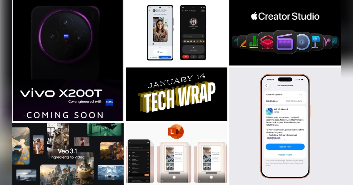 Tech Wrap Jan 14: Apple Creator Studio, Vivo X200T launch, Google Veo 3.1