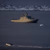 The Danish military Offshore Patrol Vessel P572 HDMS Lauge Koch sails near Nuuk's old harbour, Greenland, January 15, 2026