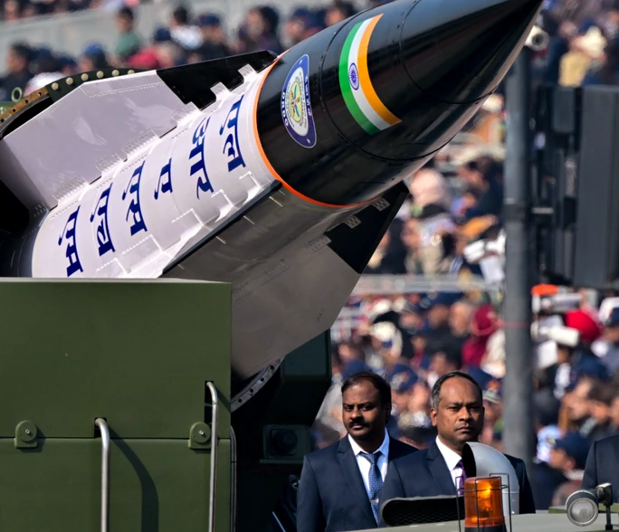 An Indian Army Bhishma T-90 tank rolls past during the 77th Republic Day Parade at Kartavya Path, in New Delhi. Photo: PTI An Indian Army Bhishma T-90 tank rolls past during the 77th Republic Day Parade at Kartavya Path, in New Delhi. Photo: PTI