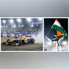 (from left) Red Bull car at motojam; F1 Driver Arvid Lindblad waving Indian Flag at the Red Bull Moto Jam in Greater Noida on Sunday (from left) Red Bull car at motojam; F1 Driver Arvid Lindblad waving Indian Flag at the Red Bull Moto Jam in Greater Noida on Sunday