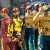 West Indies cricket team (L) and South African cricket team (R)