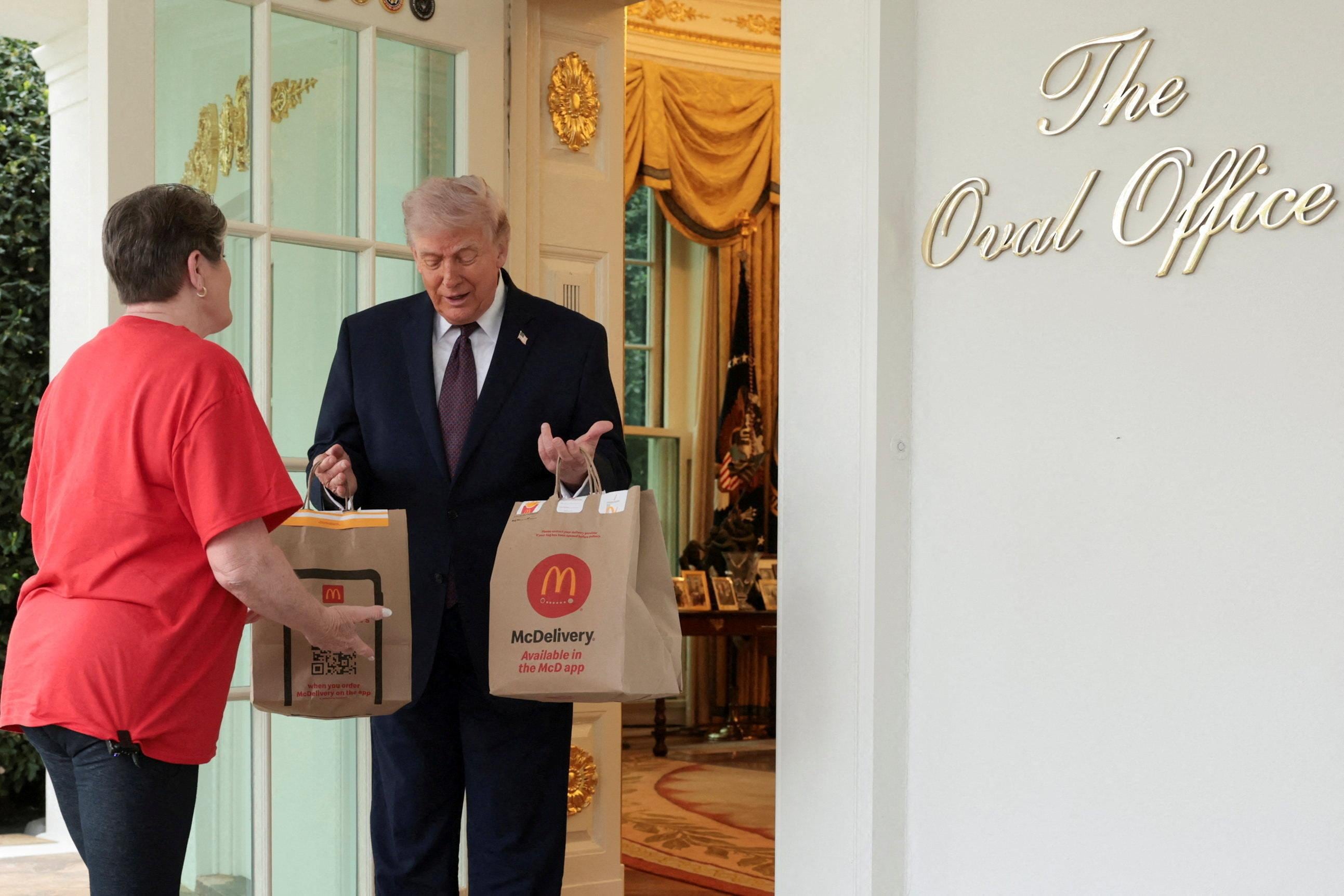 Trump marks 1st anniversary of 'no tax on tips' with McDonald's delivery