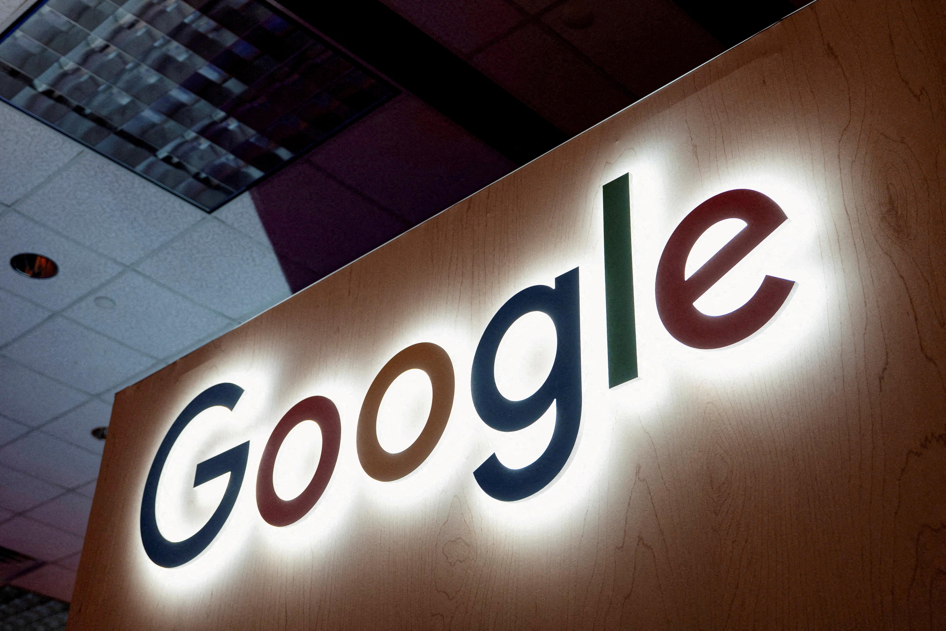 An illuminated Google logo on a wall. (Photo: Reuters)