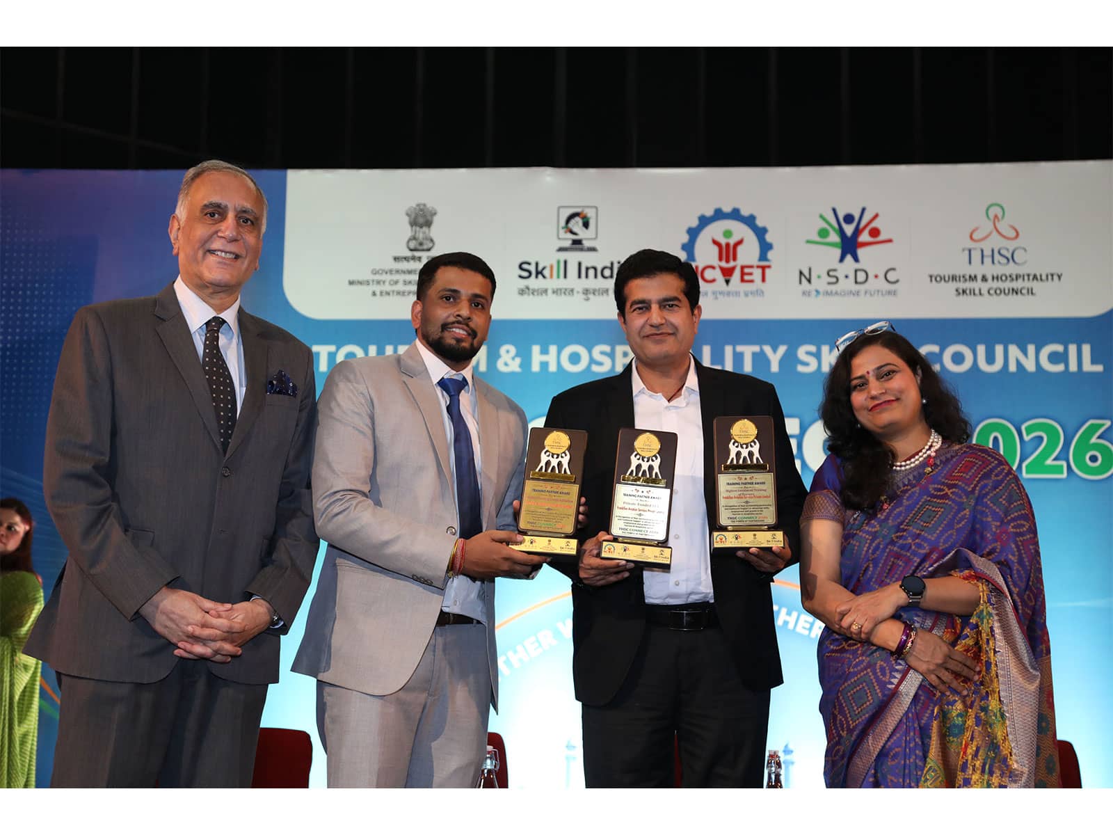 Frankfinn Institute of Air Hostess Training receives three Training Partner Awards at THSC Connect 2026 in New Delhi; CEO Rajan Bahadur presents to COO Sudhir Malhotra