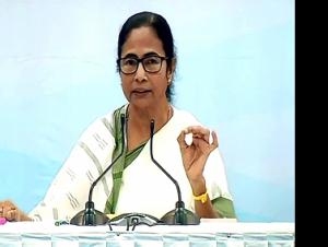 West Bengal CM Mamata Banerjee speaks during a meeting, in Kolkata.