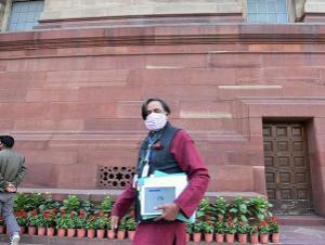 Congress MP Shashi Tharoor at Parliament House during the ongoing Budget Session, in New Delhi. Photo: PTI