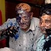 Jammu and Kashmir MLA Abdul Rashid Sheikh's (L) face was blackened by few activists, allegedly belonging to a right-wing organisation, at Press Club in New Delhi