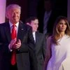 Republican U.S. president-elect Donald Trump stands wife Melania and family at his election night rally in Manhattan, New York