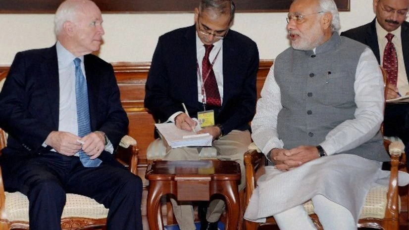 File photo. Prime Minister Narendra Modi with US Senator John McCain at a meeting in New Delhi File photo. Prime Minister Narendra Modi with US Senator John McCain at a meeting in New Delhi