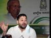 Rashtriya Janta Dal leader Tejashwi Yadav addresses a press conference in Patna.
