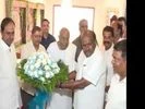Telangana CM with JD(S) chief Deve Gowda Telangana CM with JD(S) chief Deve Gowda