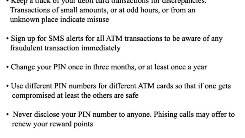 Precautionary measures for ATM Precautionary measures for ATM