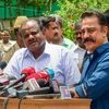 Karnataka Chief Minister HD Kumaraswamy and MGM chief Kamal Hassan address the media after a meeting, in Bengaluru on Monday, June 04, 2018.