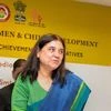 Union Minister for Women & Child Development Maneka Gandhi during a press conference regarding her ministry's achievements and initiatives, in New Delhi on Wednesday, June 06, 2018.