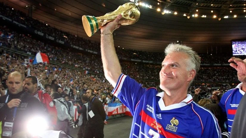 Didier Deschamps with cup in 1998 Didier Deschamps with cup in 1998