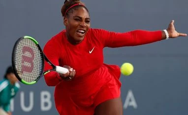 Wimbledon: Serena Williams fined $10,000 for damaging court during practice Serena Williams, of the United States, returns the ball to Johanna Konta, from Britain, during the Mubadala Silicon Valley Classic tennis tournament in San Jose