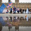 Anti Brexit demonstrators protest outside the Houses of Parliament in London