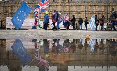 EU may delay Brexit till January 31, final decision likely today: Report Anti Brexit demonstrators protest outside the Houses of Parliament in London