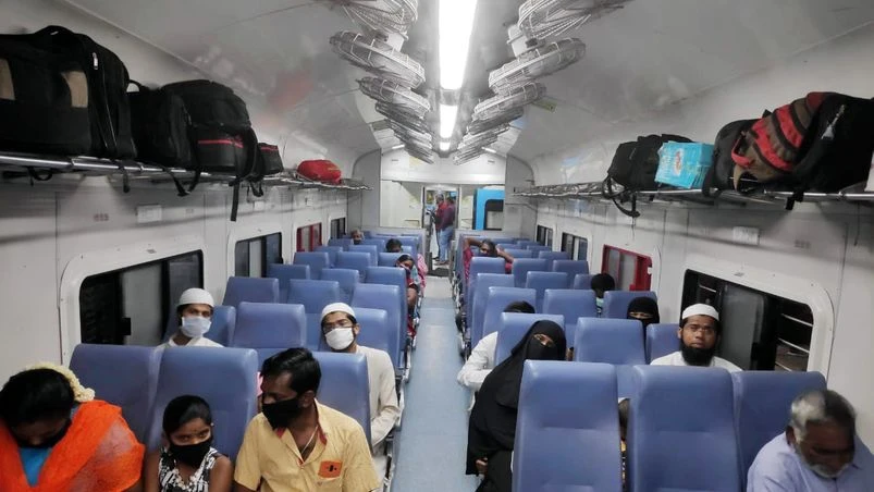 Jan Shatabdi train, Coronavirus, Lockdown 5.0, Covid-19, passengers Passengers sitting in Jan Shatabdi train waiting to departs from Calicut with screening and smooth boarding, towards Thiruvananthapuram Ctrl, in Kochi.