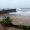 Large waves hitting the coast as the Arabian sea turned rough due to Cyclone Nisarg at Sinquerim, in Panaji.