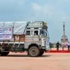 President Ram Nath Kovind flagged off Red Cross Relief Material for people affected by flood and COVID-19 in Assam, Bihar and Uttar Pradesh, at Rashtrapati Bhawan in New Delhi on Friday. Union Health Minister & Chairman of Indian Red Cross Society,