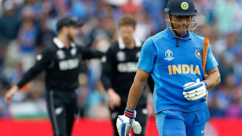 Mahendra Singh Dhoni File Photo of Indian cricketer Mahendra Singh Dhoni during his last One Day International against New Zealand in the ICC World Cup 2019 Semi-Final, he announced his retirement from international cricket on Saturday.