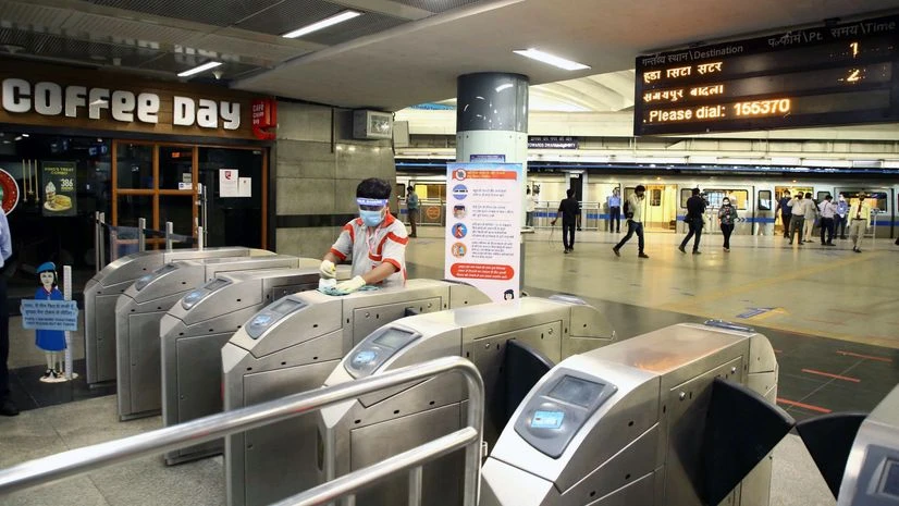Delhi Metro Preparation underway at Rajiv Chowk metro station as Delhi Metro rail gears up to resume services from September 7 as part of Unlock4, at Connaught Place in New Delhi on Thursday.