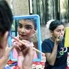 Artist getting ready to perform on stage of a Ramlila for Virtual telecast at IP Extension in New Delhi on Friday.
