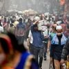 People throng at Sadar Bazaar market ahead of Diwali Festival, in Delhi on Wednesday.