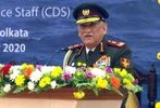 Bipin Rawat Chief of Defence Staff General Bipin Rawat addresses during the launch of Project 17A Stealth Frigate 'INS Himgiri', in Kolkata on Monday.