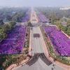 An aerial view of the 72nd Republic Day Parade at Rajpath in New Delhi