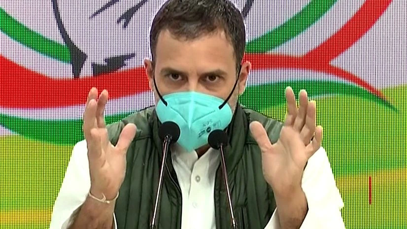 Congress leader Rahul Gandhi addresses during a press conference in New Delhi Congress leader Rahul Gandhi addresses during a press conference in New Delhi