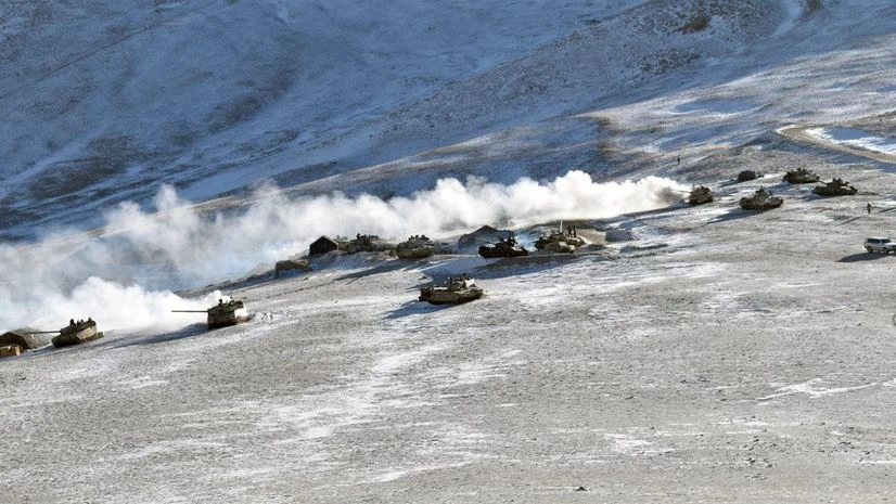 Ladakh Tanks disengaging from the banks of Pangong lake area in Eastern Ladakh where they had been deployed opposite each other for almost ten months now. in Ladakh.
