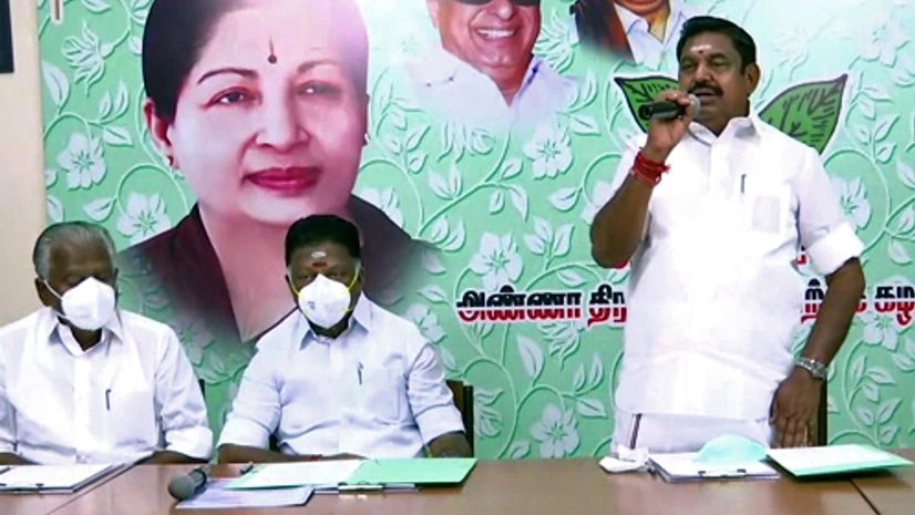 Edappadi K Palaniswami, AIADMK Tamil Nadu Chief Minister Edappadi K Palaniswami addresses ahead of the state assembly election, in Chennai. (Photo: ANI)