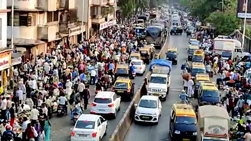 Huge crowd seen at Dadar vegetable market, amid rising COVID19 cases, in Mumbai on Friday. Huge crowd seen at Dadar vegetable market, amid rising COVID19 cases, in Mumbai on Friday.
