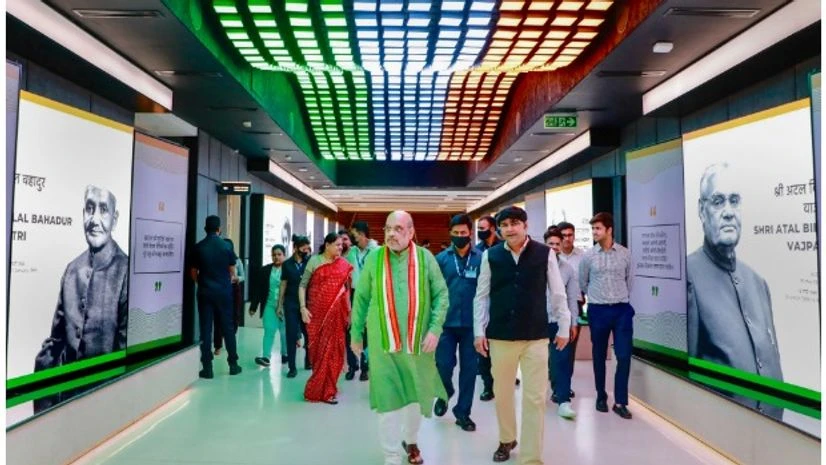 Amit Shah MAY 23, 2022** New Delhi: Union Home Minister Amit Shah during his visit to Pradhanmantri Sangrahalaya, a building inaugurated by Prime Minister Narendra Modi in April this year as a tribute to all Prime Ministers of India, in New Delhi. (PTI Photo)(