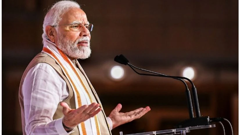 Narendra Modi MAY 23, 2022** Tokyo: Prime Minister Narendra Modi addresses members of the Indian community during an event, in Tokyo. (PTI Photo)(