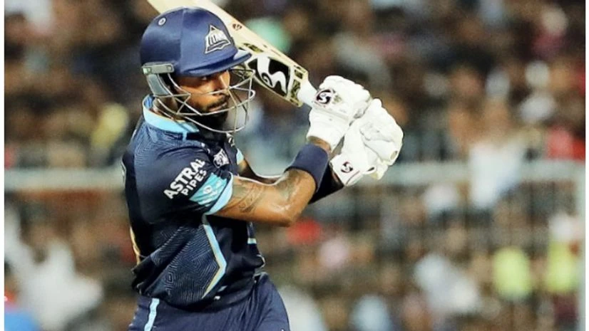 Hardik Pandya Kolkata: Hardik Pandya, captain of Gujarat Titans plays a shot during the Indian Premier League 2022 Qualifier 1 cricket match between Gujarat Titans and Rajasthan Royals, at Eden Gardens in Kolkata, Tuesday, May 24, 2022. (Sportzpics for IPL/PTI Pho