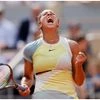 Madison Keys of the U.S. celebrates winning her second round match against France's Caroline Garcia in two sets, 6-4, 7-6 (7-3), at the French Open tennis tournament in Roland Garros stadium in Paris, France, Thursday, May 26, 2022.AP/PTI(