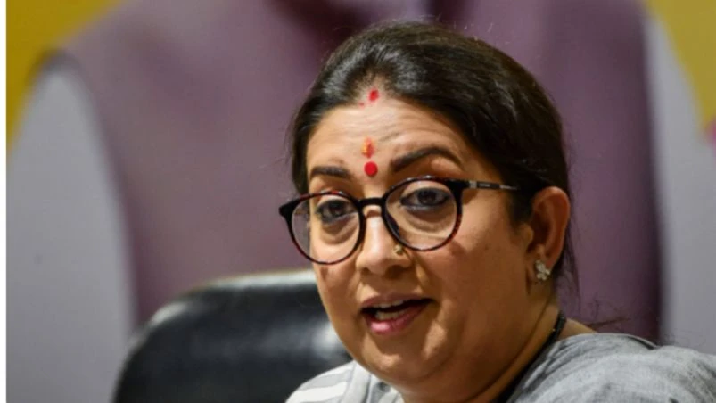 Smriti Irani New Delhi: Union Minister Smriti Irani addresses a press conference at the BJP headquarters, in New Delhi, Wednesday, June 1, 2022. (PTI Photo
