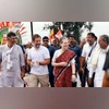 Congress Interim President Sonia Gandhi with party leader Rahul Gandhi, Karnataka party president DK Shivakumar and Leader of Opposition in State Assembly Siddaramaiah takes part in the party's Bharat Jodo Yatra, in Mandya on Thursday. Congress Interim President Sonia Gandhi with party leader Rahul Gandhi, Karnataka party president DK Shivakumar and Leader of Opposition in State Assembly Siddaramaiah takes part in the party's Bharat Jodo Yatra, in Mandya on Thursday.