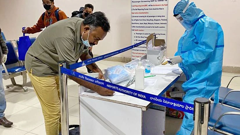Covid-19 tests and protocols being followed at the Airport amid surge in the cases across the world, on Monday. Covid-19 tests and protocols being followed at the Airport amid surge in the cases across the world, on Monday.