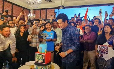 Sachin Tendulkar Former cricketer Sachin Tendulkar cuts a cake ahead of his 50th birthday, at an event on the 25 years of his historic 'Desert Storm' innings in Sharjah against Australia, in Mumbai.