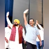 AAP will contest all Assembly seats in Haryana on its own: Kejriwal Delhi Chief Minister Arvind Kejriwal and Punjab CM Bhagwant Mann during the 'Kejriwal ki Guarantee' program, in Jaipur on Monday.