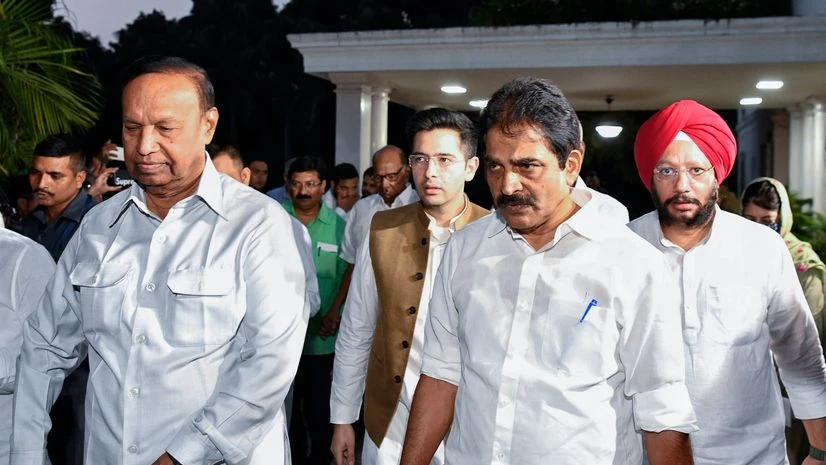 Congress General Secretary in-charge (Organisation) KC Venugopal, Dravida Munnetra Kazhagam (DMK) leader TR Baalu and other leaders leave the residence of Nationalist Congress Party (NCP) Chief Sharad Pawar after attending the INDIA Alliance Coordin Congress General Secretary in-charge (Organisation) KC Venugopal, Dravida Munnetra Kazhagam (DMK) leader TR Baalu and other leaders leave the residence of Nationalist Congress Party (NCP) Chief Sharad Pawar after attending the INDIA Alliance Coordin