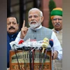 PM Modi to launch projects in Maharashtra, inaugurate National Games in Goa Prime Minister Narendra Modi addresses the media at the Parliament premises on the first day of the five-day Special Session, in New Delhi on Monday. Union Ministers Jitendra Singh and Arjun Ram Meghwal are also see