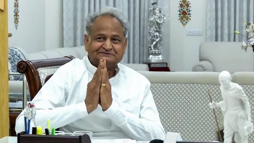 Rajasthan Chief Minister Ashok Gehlot inaugurates and lays the foundation stone of construction of highway projects in Rajasthan via video conference in Jaipur on Tuesday. Rajasthan Chief Minister Ashok Gehlot (Photo: ANI)