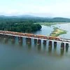 A view of a Vande Bharat Express train crossing the Bharathapuzha river recently, in Kasaragod on Sunday.   (Photo: ANI)